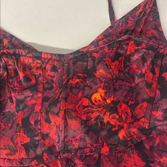 sz 2 Stargazer Lilies Glenda Gown dress Cinq à Sept Long Floral Printed Ruffle - Picture 4 of 5